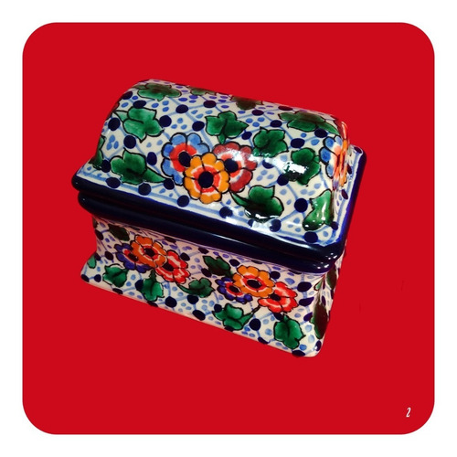 Imagen 3 de 4 de 2 Alhajeros Cofre De Talavera Poblana Barroca 12x10cm M2 Lhj