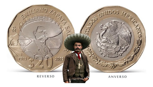 Moneda De 20 Pesos Conmemorativa Emiliano Zapata 1919 A 2019