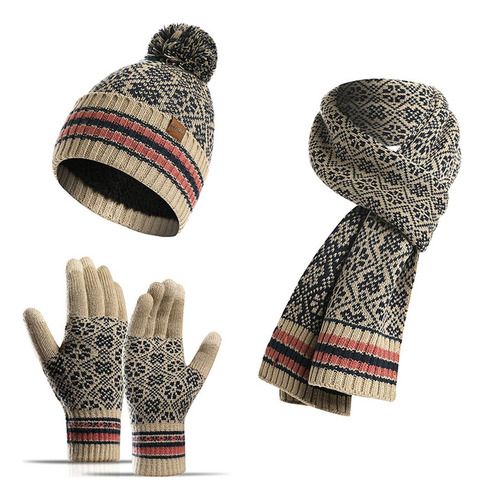 Set De Gorro, Bufanda, Guantes Con Pantalla Táctil, Gorro De