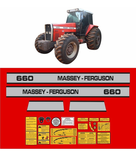 Kit De Adesivo Trator Massey Ferguson Mf 660 + Etiquetas Mk Cor PADRÃO