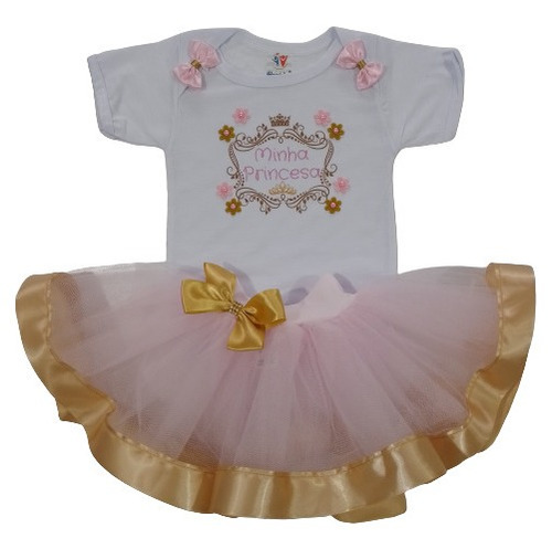 Kit Conjunto Realeza Minha Princesa Festa Fantasia Completa