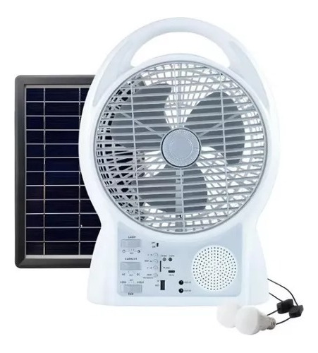 Kit Ventilador Solar Con Radio Bombillos Recargable Gd-8029