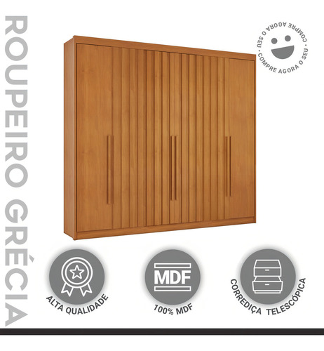 Guarda Roupa 6 Portas Com 4 Portas Ripadas 8 Gavetas Ei