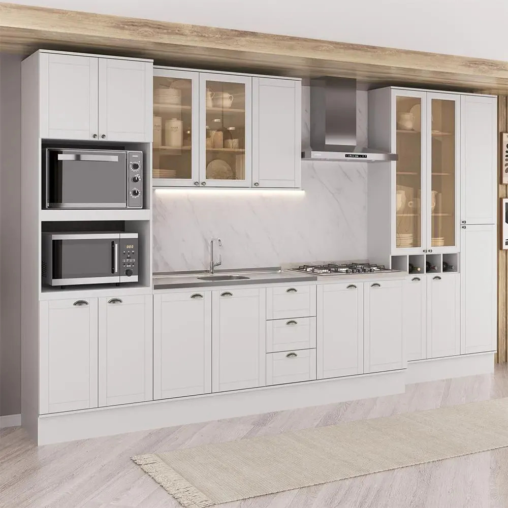 Armário De Cozinha Completa Milla Element Carraro Branco Branco