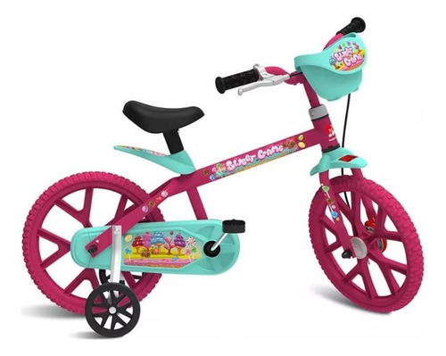 Bicicleta Infantil Aro 14 Sweet Game Bandeirante 3046 Cor Rosa