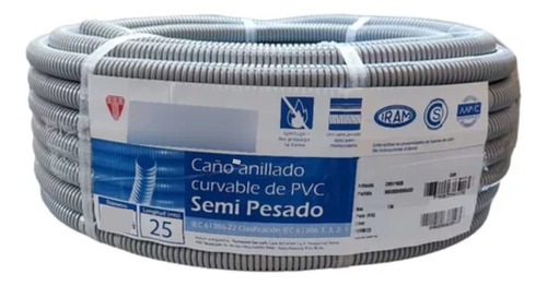 Caño Corrugado Tecnocom Semipesado 1 1/2 Loza Rollo 25mts