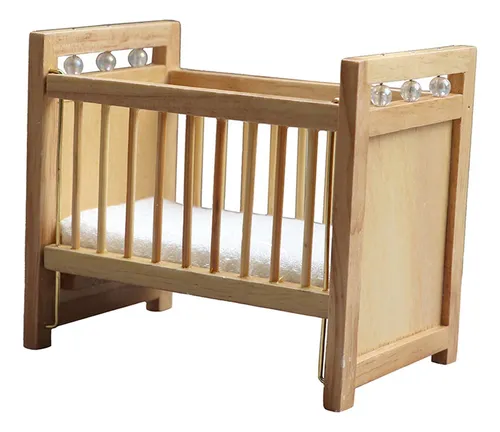 Cama de muñeca de bebé, cama de muñeca de madera, cuna de juguete para  bebé, camas para muñecas de bebé, muebles de muñeca para casa de muñecas