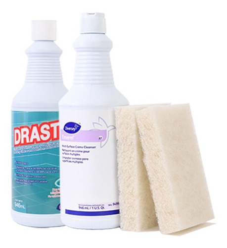 Imagen 1 de 10 de Kit Limpiar Canceles De Baño Drastic Y Emerel Combo Diversey