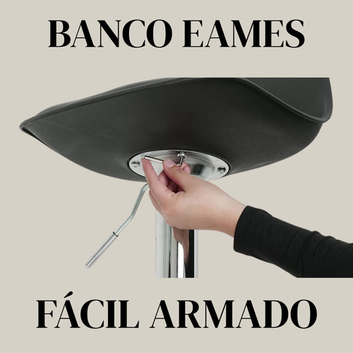 Set 3 Bancos Para Barra Eames Negro Giratorios Y Ajustables Satinado Negro