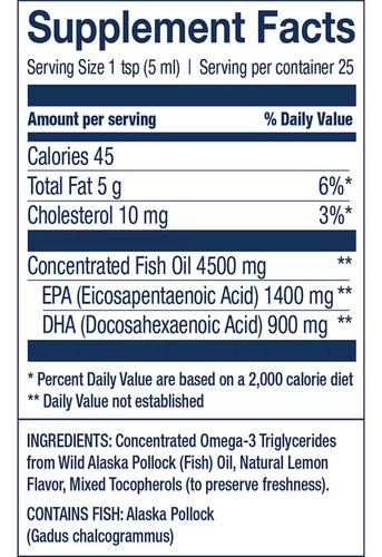 Wiley's Finest Omega-3 Limón Natural 2300 Mg 125 Ml Sabor Sin Sabor
