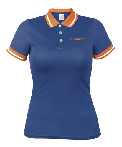 Playera Tipo Polo Dry Fit Azul, Para Dama, Talla G, Truper