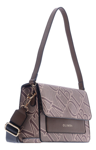 Bolsa Crossbody Olimba Formal Casual 9750 Marrón Claro Lisa Oro