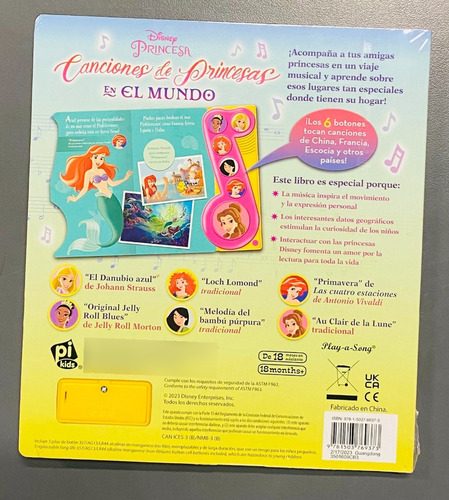 Libro Disney Princesa Canciones De Princesas En El Mundo