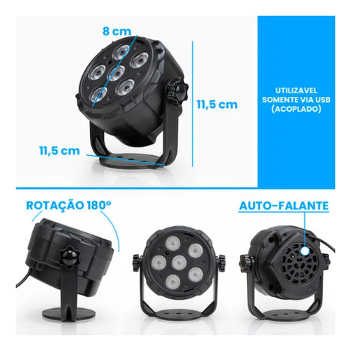 Canhão De Luz Led Jogo De Luzes Som Bluetooth Com Controle