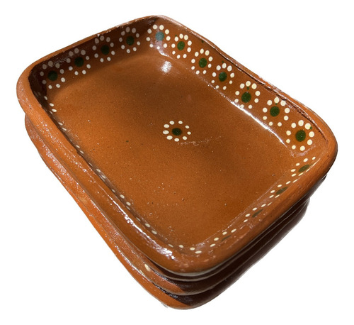 Plato Rectangular De Barro Tradicional Mex 22 Cm 14 Pzs