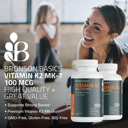 Vitamina K2 100 (mk-7) 100 Mcg Bronson 120 Tabletas