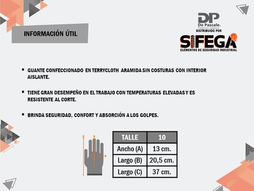 Imagen 4 de 5 de Guante Terrycloth Aramida Hilo De Kevlar Alta Temperatura