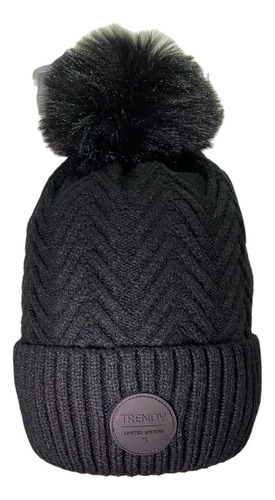 Gorro De Lana Las Oreiro Mujer Liso Invierno 15767 Negro