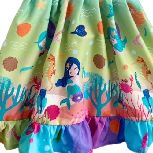 Imagem 5 de 5 de Vestido Infantil Sereia Fundo Do Mar Rodado Menina Princesa