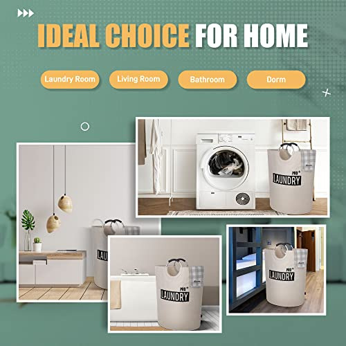 Cesta De Lavandería Grande 150 L Impermeable Plegable Beige