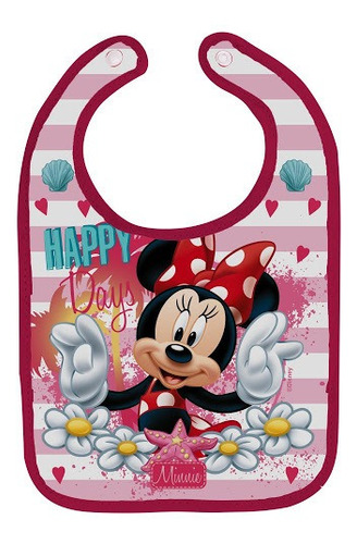 Imagem 2 de 7 de Kit Hora Da Papinha Minnie Disney Babador Prato Talher Copo