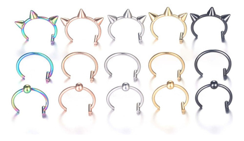 (d) Anillos Para Labios Falsos De Acero Inoxidable Punk De 1