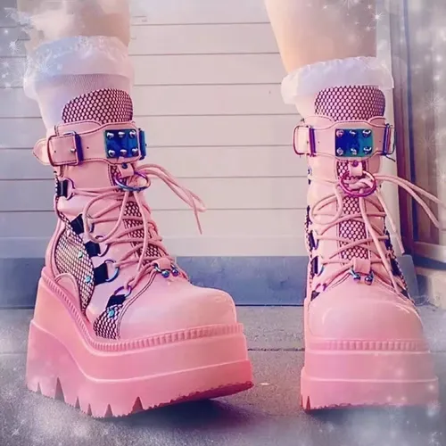 Botas Caballero Estilo Punk Mujer Bonitas Botas Plataforma