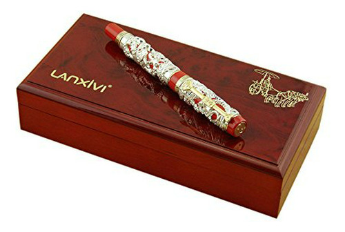 Pluma Rollerball 3d Dragón Fénix Colores Plata Rojo 