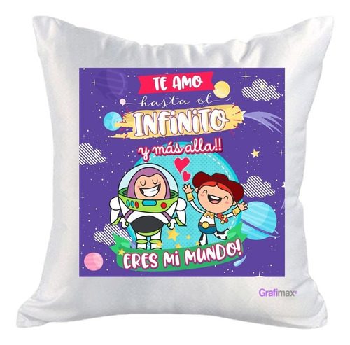 Cojín Blanco Felpa Te Amo Hasta El Infinito 40x40 Grafimax