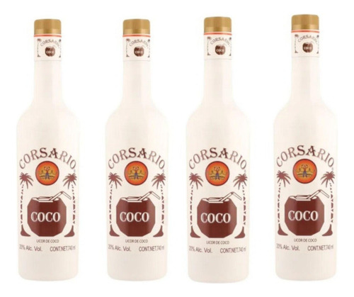 Pack De 4 Licor Corsario Coco 740 Ml