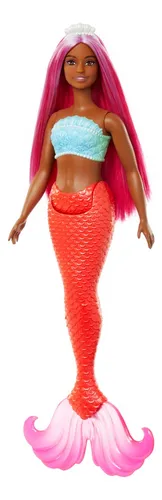 Barbie Fantasía Muñeca Sirena Cabello Rosa