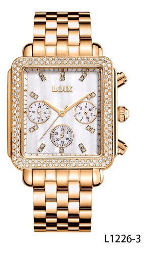 Reloj Mujer Loix® L1226-3 Oro Rosa Con Tablero Blanco