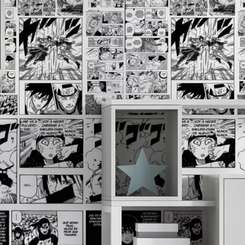 Papel De Parede Adesivo Lavável Quarto Mangá Naruto Anime 50x50