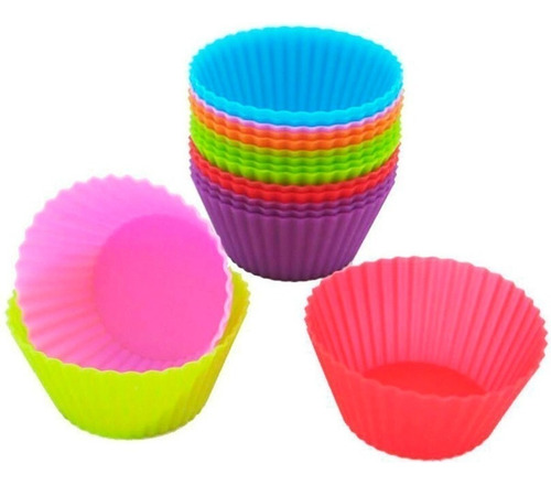 Molde Muffins Silicona  Cupcakes X12 Unidades Color Surtidos