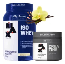 Comprar Creatina Max 100% Pura 300g + Iso Whey 900g Sabor Baunilha Sabor Whey Baunilha