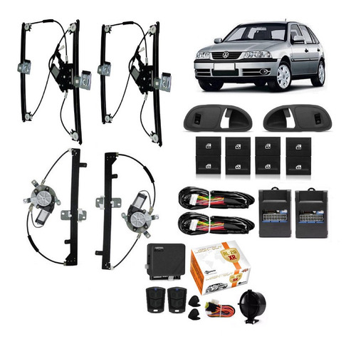 Kit Vidro Eletrico Gol G3 2004 2005 4 P Completo + Alarme