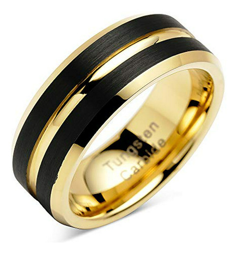 Anillos De Tungsteno Personalizados 100s Para Hombres - Negr