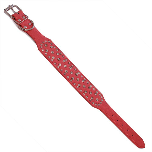 Collar Perro Con Diamantes Eco Cuero 2xl Rosado Mascan Rosa