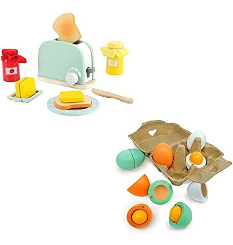 Whoholl Juguetes De Cocina De Madera Para Jugar, Tostadora 