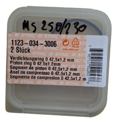 Segmento De Compresion X Par 42.5x1.2mm P/motosierra Stihl