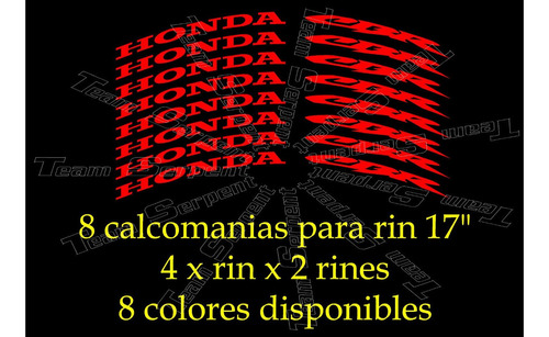 Calcomanias Para Rin 17 Honda Cbr Stickers Racing