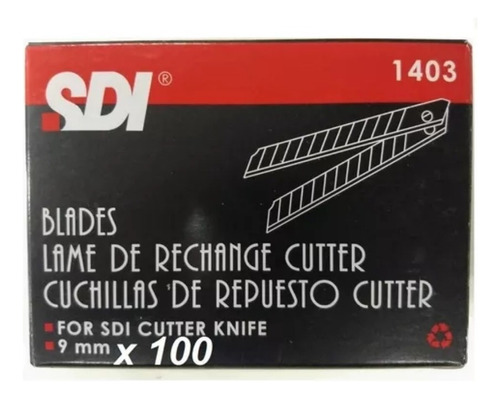 Caja X 100 Cuchillas Para Cutter Sdi 9 Mm 1403