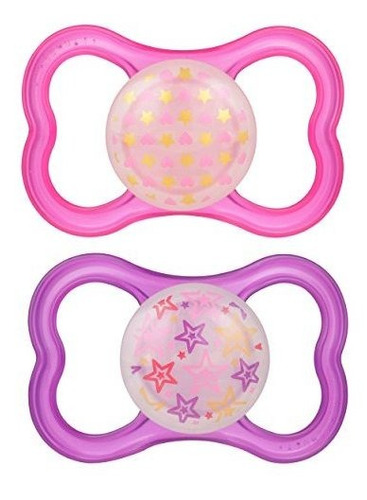 Mam Air Night Orthodontic Pacifier2 Pack Girl 6 Meses