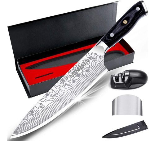 Cuchillo Chef 8.0 Super Afilado Con Protector Dedos Y Sacapu