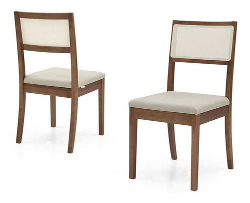 Conjunto 6 Cadeiras De Jantar Herval Map, Bege E Amêndoa Cor da estrutura da cadeira Marrom-claro Desenho do tecido Liso