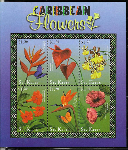 #8178 St Kitts 2001 Flora Flores Minihoja Yv 953-8 Mnh