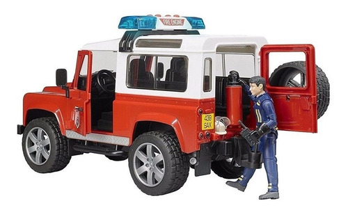 Juguetes Bruder Land Rover Defender Station Wagon Fire Dept Color Rojo
