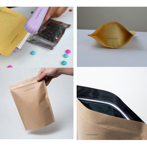 Imagen 4 de 7 de 50 Bolsa Stand Up Pouch Con Cierre Papel Kraft De 50 Grs