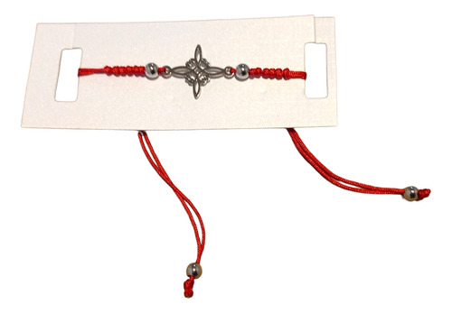 Pulsera Hilo Rojo Con Dije Nudo De Brujas Acero Quirúrgico 