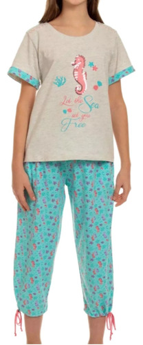 Pijama Cotton Estampado Sea Horse Lady Genny